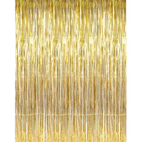 Fringe En Feuille Métallique - Rideau Décoratif Pour Arrière-Plan De Photo - 100 x 300 cm - Or - 1 Pièce (1/5)