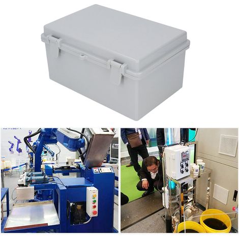 Boîtier électrique étanche extérieur avec charnière et clip de fixation (11,4" x 7,5" x 5,5"). Boîtier de jonction universel étanche IP67 pour extérieur, boîtier électrique DIY en plastique ABS gris. (1/5)