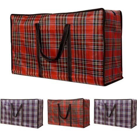 4 Pièces Sac déménagement, Oxford Sac de Rangement Vetement Sac Cabas Grand - Réutilisable Sacs à Linge Laundry Storage Bags Zipper Bag (bleu rouge)