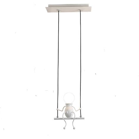 Moderne Pendelleuchte Kreative Puppe Eisen Menschen Schaukel Kinder Hängelampe Wohnzimmer Schlafzimmer Kreatives Licht (Weiß) (1/2)