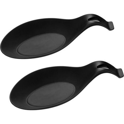 2-teilige Silikon-Löffelablage, Küchenlöffelhalter, hitzebeständige Küchenlöffelablage, Utensilienhalter, Silikon-Löffelablage für Schöpfkellen, Zangen, Pfannenwender, Esszimmer (Schwarz) (1/5)