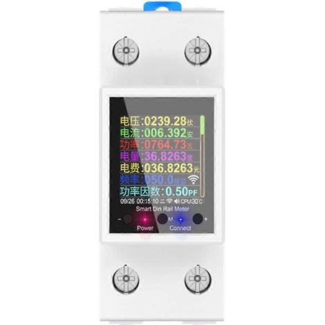 Tuya Smart WiFi DIN-Schienen-Energiezähler AC50-320V mit App-Steuerung und Echtzeitüberwachung von Spannungs- und Stromkennlinien für Haushalt und Industrie (1/5)