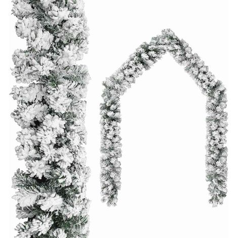 Guirlande de Noël avec neige floquée Vert 10 m PVC