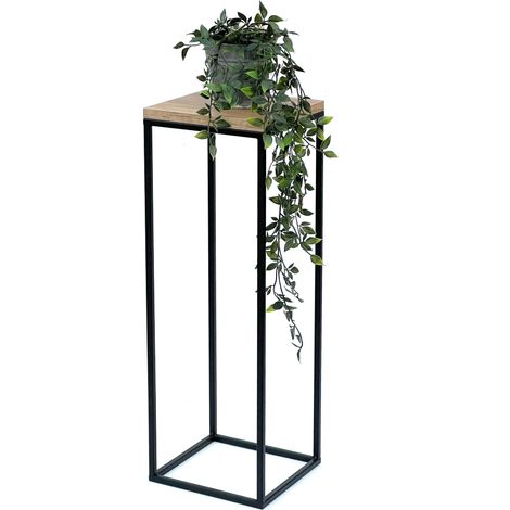 DanDiBo Blumenhocker Metall Holz Schwarz Eckig 70 cm Blumenständer Beistelltisch 96352 Blumensäule Modern Pflanzenständer Pflanzenhocker (1/5)