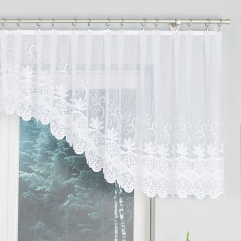 JOWITA - Rideau jacquard prêt-à-poser avec découpe en bas - 400x80 cm - blanc (1/5)