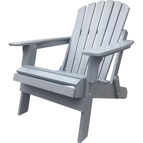 Axi Rosalie Chaise Adirondack En Bois, Couleur Grise  Transat / Chaise Longue / Assise De Jardin / 100 % Bois De Pruche Pour 1 Personne, Avec Accoudoirs Et Dossier Haut  75,5 X 86,5 X 85 Cm