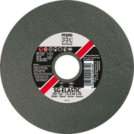 Disque à tronçonner SG-ELASTIC pour l'usinage de l'acier, Ø x Épais. : 115 x 2,4 mm, Modèle Coudé, Vitesse maxi. 13300 tr/mn (1/2)