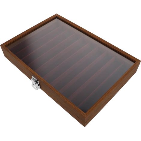 Boîte à Bijoux en Bois avec Couvercle en Verre Transparent Organisateur pour Colliers Longs et Bracelets 10 Compartiments Finition Noyer Protection Anti-Poussière et (1/5)