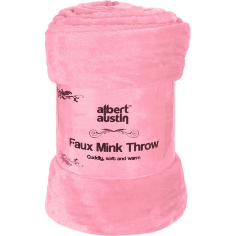 Large Throw Over Bed Sofa Warm Fleece Throw Blanket Soft Luxury 240cm PINK (1/2)