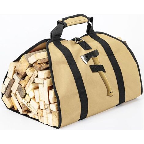 Sac de Transport pour Bois de Chauffage, Sac pour Bois de Cheminée, Toile Sac à Bûche, Sac Transport Résistant à Eau, Accessoires de Cheminée Pliables, Idéal pour Poêles, Camping, Plage (Kaki) (1/5)