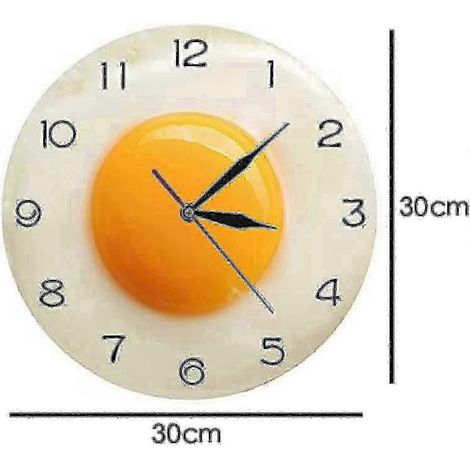 Horloge murale avec œuf au plat, œuf poché, horloge à jaune d'œuf, horloge numérique à aiguilles