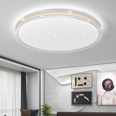 Plafoniera LED in cristallo da 48 W, plafoniera LED moderna, lampadario LED rotondo a risparmio energetico, luce bianca 6000 K, φ 40 cm