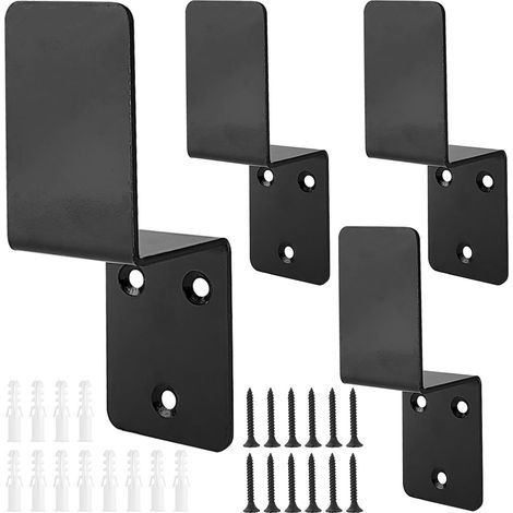 Supports de Barricade de Porte, Supports de Verrou Porte de Sécurité à Angle Z en Métal avec Vis, pour Serrures de Porte Renforcées, Grange, Maisons, Garage (Noir)
