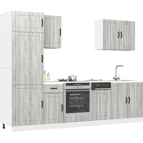 7-tlg. Küchenschrank-Set Lucca Grau Sonoma Holzwerkstoff