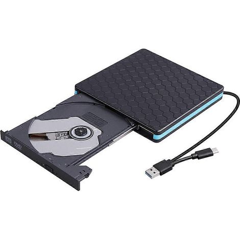 Graveur/lecteur CD/DVD externe vers USB 3.0 Type-C, portable et ultra-fin, pour DVD/CD-ROM et RW. (1/5)