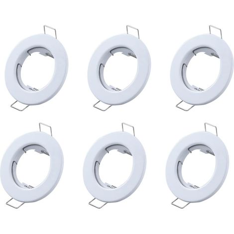 Lot de 6 cadres de montage au plafond (LED/halogène/GU10/MR16/PAR16/50 mm) Blanc (1/5)
