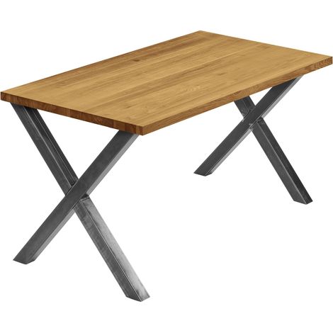LAMO Manufaktur Esstisch Küchentisch, 140x80x76 cm (AxBxH), Design, Rustikal / Rohstahl mit Klarlack, LAG-01-A-003-0000D