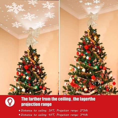 Décoration de sapin de Noël en forme d'ange avec flocon de neige LED rotatif (1/5)