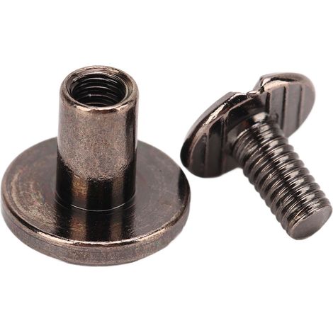 200 jeux de vis Chicago 9,5 x 8 mm, vis et rivets en laiton à revêtement uniforme pour cuir, rivets en cuivre à tête ronde, fixations, noir et argent. (1/5)