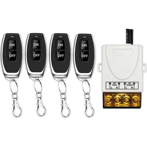 Blanc Interrupteur sans fil RF 220V/230V CA 30A avec télécommande pour éclairage extérieur compatible avec porte de garage pompe à eau et DIY éclairage (White AC100-240V 4V1) (1/5)