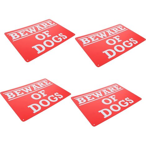 Panneau Extérieur Attention Chien Vintage en Fer 4 Pièces Rouge (1/5)