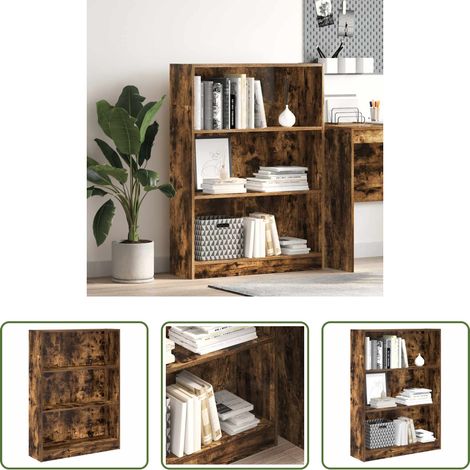 Rangement chambre -  Bibliothèque chêne fumé 80x24x109 cm bois d'ingénierie (1/5)