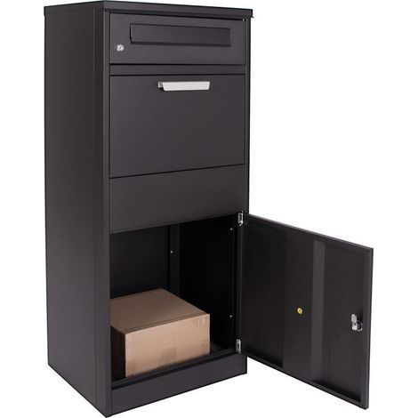 Boîte Aux Lettres Et à Colis. Moderne et élégant. Noir