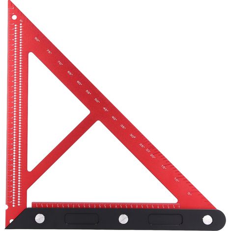 Équerre de vérificationÉquerre de Menuisier Triangle en Aluminium Échelle Pouces Angle Carpentier Instrument de Mesure Red Black Portable (1/5)