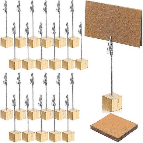 2024 Lot de 24 porte-numéros de table rustiques en bois avec pinces mémo et cartes kraft (1/5)
