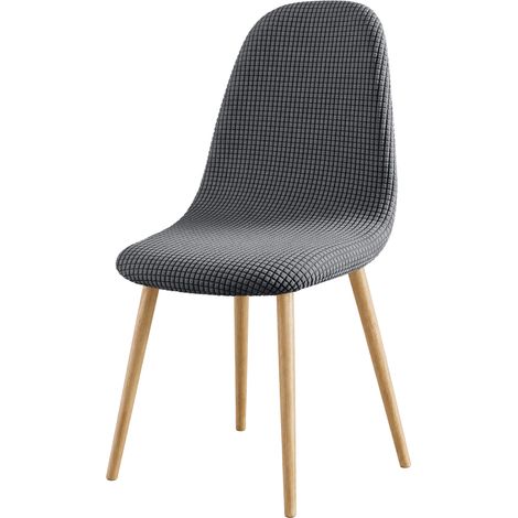 Housse de chaise scandinave extensible en tissu gaufré Gris anthracite 40x50 cm (1/3)