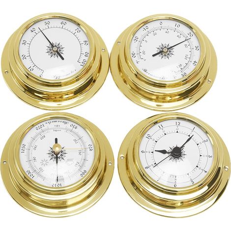 Lot de 4 stations météorologiques portables - Baromètre, horloge, thermomètre, hygromètre (1/5)