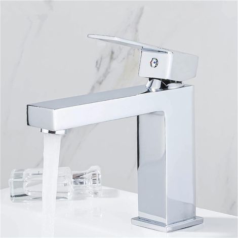 Salle de Bain Robinet doré Salle de Bain Bassin Robinet Froide et Chaude lavabo Noir mélangeur lavabo Robinet à poignée Simple poignée Pont Robuste(A) (1/5)