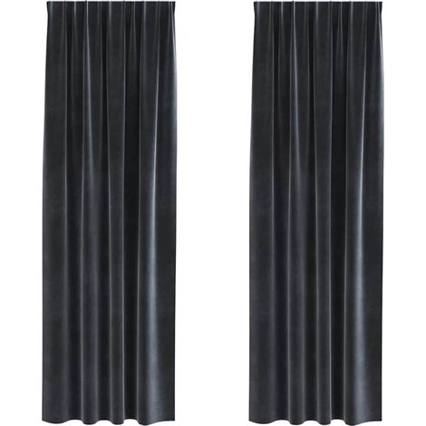 Rideaux occultants 2 pcs Gris foncé 140 x 245 cm Velours