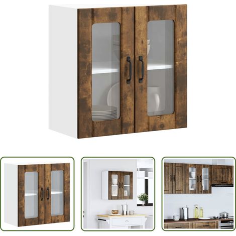 Holzschrank - Küchen-Hängeschrank mit Glastür Lucca Räuchereiche Holzwerkstoff (1/5)