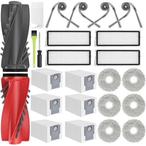 Qrevo S5V Accessoires pour Roborock Qrevo Curv/Qrevo Edge S5A / Qrevo Curv S5X/ Qrevo Edge S5V Pièces de Rechange 6 Sacs, 2 Brosse Principale, 4 Filtres, 6 Chiffons, 4 Brosses Latérales (1/5)