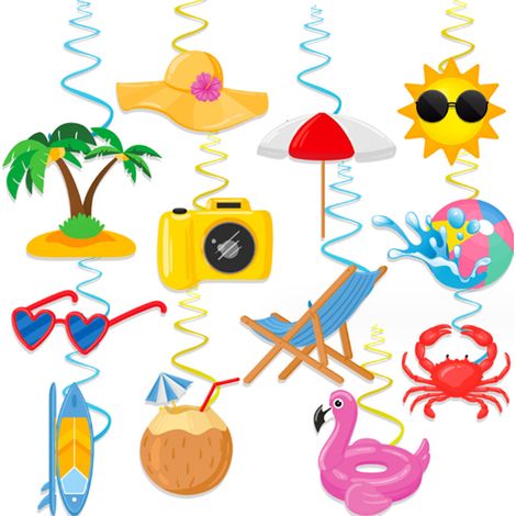 Décorations suspendues tourbillonnantes pour piscine et plage, lot de 24, pour plafond, thème Hawaï, baby shower, anniversaire.