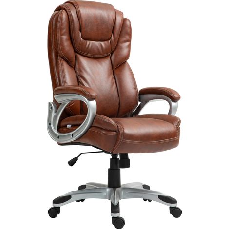 360° drehbarer Bürostuhl mit Wippfunktion, Rollen, 66 x 75,5 x 115,5–124,5 cm, braun