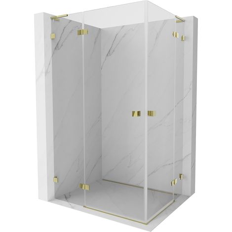 Cabine de douche à porte battante Mexen Lunar L Duo 120 x 75 cm, transparente, or - 834L-120L-075P-50-00 (1/3)