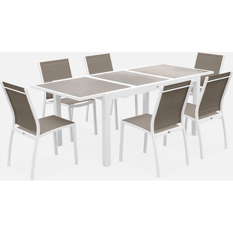 Mesa de jardín extensible de aluminio con 6 sillas