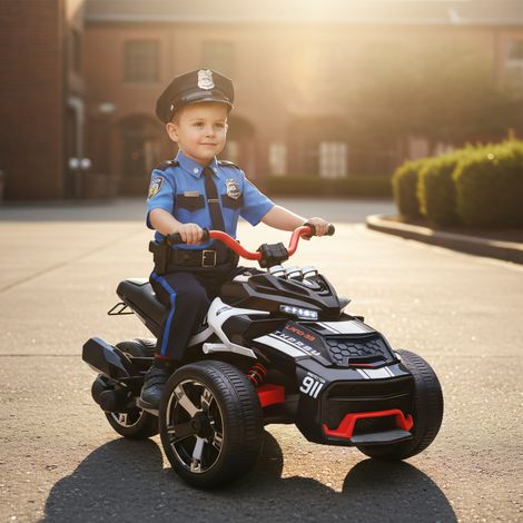 AIYAPLAY Quad Eléctrico para Niños 12V con 2 Motores Velocidad hasta 5 km/h 3 Ruedas Suspensión Negro y Blanco (1/5)