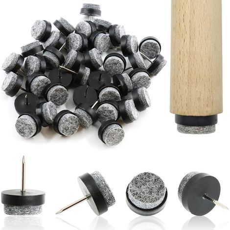 60 Pièces Patins à Vis en Feutre,Ø 20mm Patins pour Chaises,Clous Patins de Meuble,Ronds Patins Chaises a Clouer Tampon Chaise Feutre,pour Chaises de Meuble Protecteurs de Pieds de Table(Noir) (1/5)