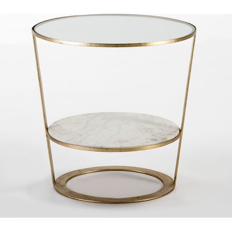Hilfstabelle 56x56x56 Glas/Weiß Marmor/Goldene Metallmöbel/Hilfstische für alle Stile, um dem Haus eine Note zu verleihen (1/3)