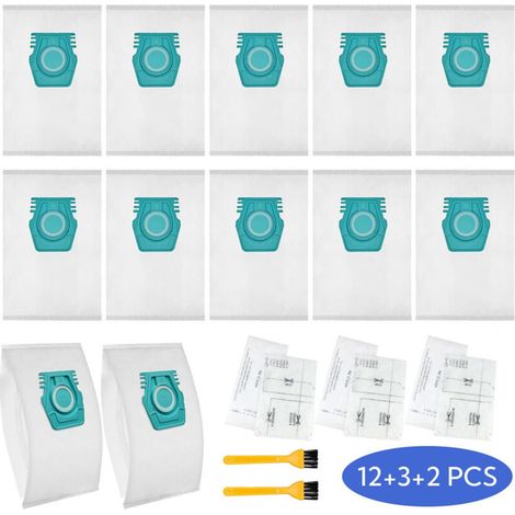 Sacs à poussière compatibles Miele Guard L1/S1/CO M1 – Lot de 12 + 3 jeux de filtres coton + petite brosse