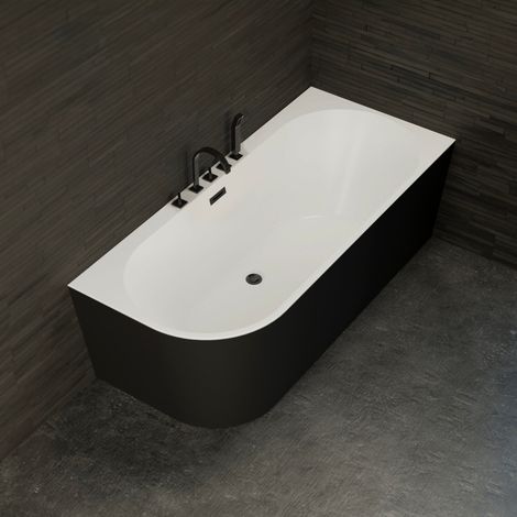 Vasca freestanding - Capri 170 droite noire + robinetterie noire mate -  Nera - 170 x76 x58 cm, by SPALINA