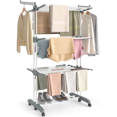 Etendoir Linge Interieur Exterieur, Séchoir Mobile à 4 Niveaux (1/5)