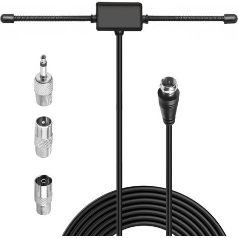 Antenne FM Radio Interieur 75 Ohms avec Câble 3 Métres et 3 Adaptateurs Compatible avec , , et , pour Chaine HiFi Ampli Tuner FM Dab+ Dab Poste Radio Récepteur AV Stéréo (1/5)