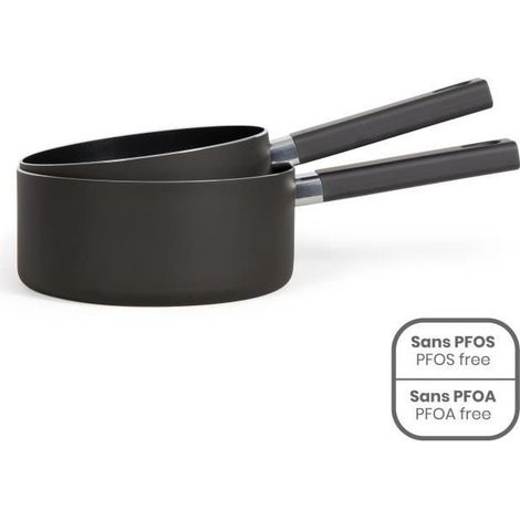 Set di 2 pentole - LIVOO - MEP154N - Antiaderente senza PFOA né PFOS - Manico in silicone - Per tutti i piani cottura compresa induzione (1/5)