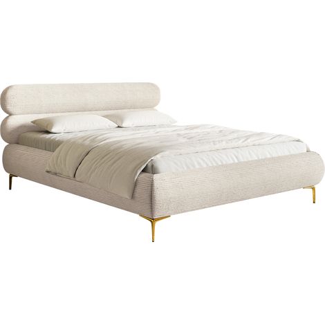 Selsey Roule Cord – Polsterbett 180x200 mit Cordstoff und goldfarbenen Füßen, Hellbeige (1/5)