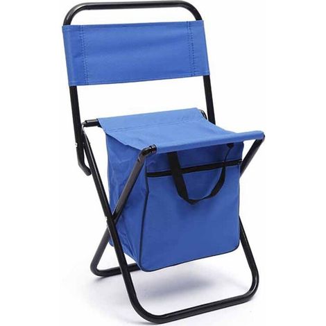 Chaise pliable extérieure bleue pour camping, pêche et loisirs, portable avec sac de transport (1/5)