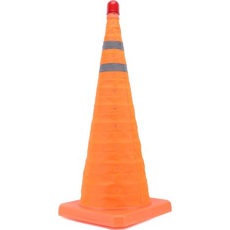 Ortviai Cône de Sécurité Routier Pliable 70 cm avec Double Bande Réfléchissante et Voyant Lumineux (1/5)